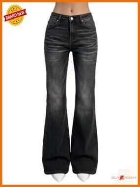 Women's Flare Bell Bottom Jeans Wide Leg Stretchy Denim Pants